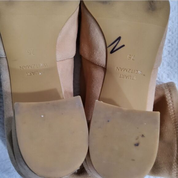 Stuart Weitzman Siggy Block Heel Peach Suede Booties Size 7,5 - Picture 10 of 11